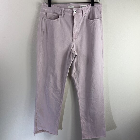 J. Jill High-Rise Straight Leg Crop Lavender Denim 10R Raw Hemmed Stretch Casual - Picture 1 of 14